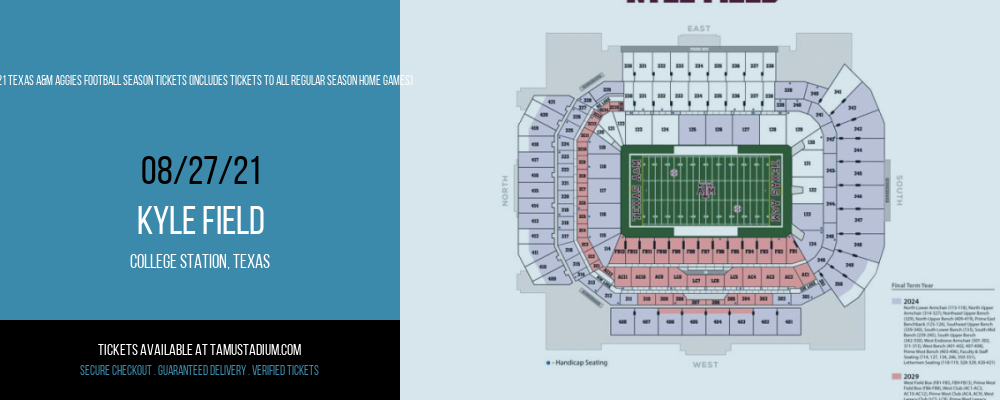 2021 Texas A&M Aggies Football Season Tickets (Includes Tickets To All Regular Season Home Games) at Kyle Field tickets 2021 Texas A&M Aggies Football Season Tickets (Includes Tickets To All Regular Season Home Games) at Kyle Field